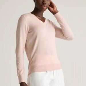 Quince Fine Gauge V‑Neck Sweater – Sugar Stone, Women’s XS